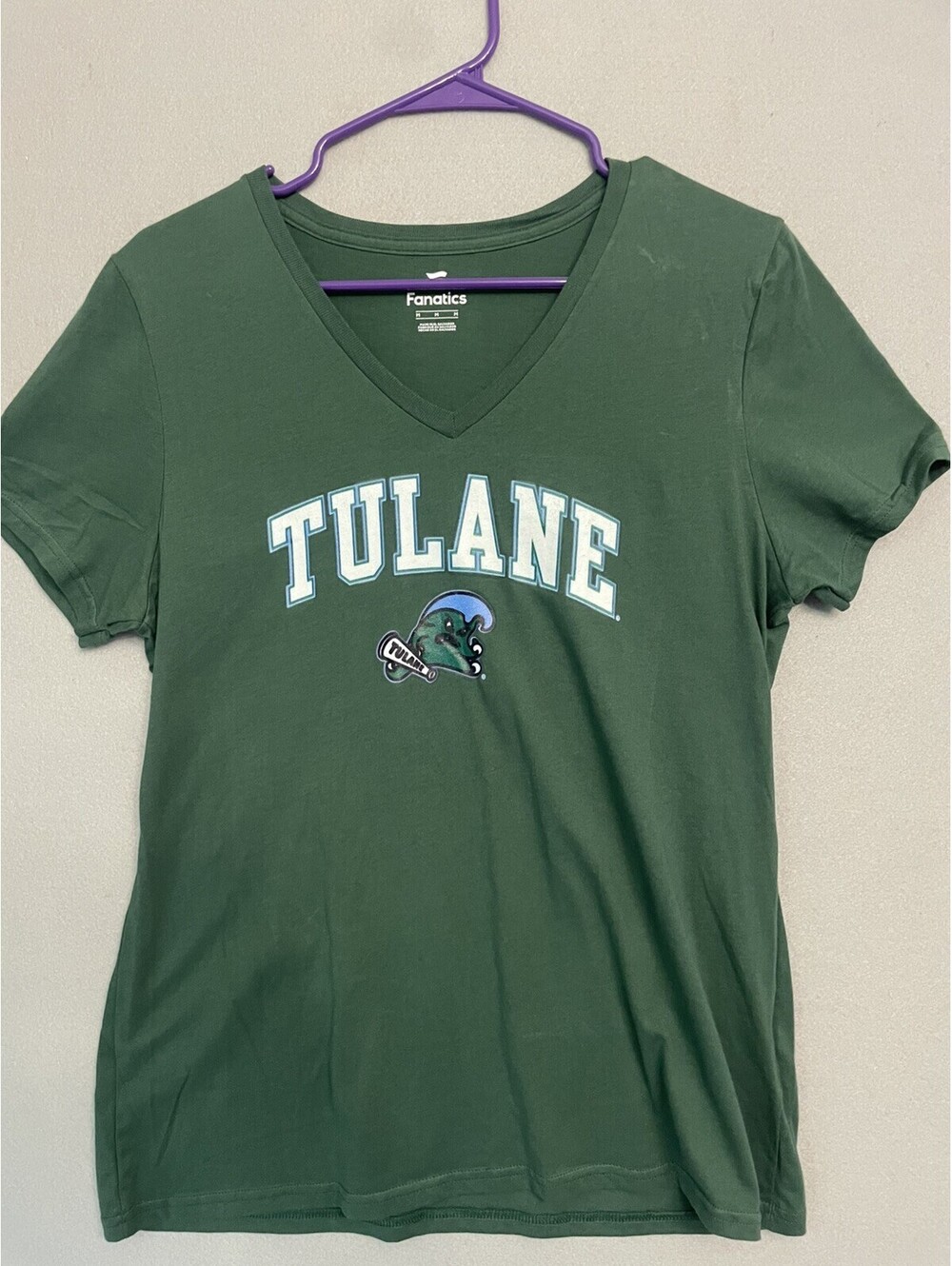 Tulane University Green V-Neck T-Shirt - Size M